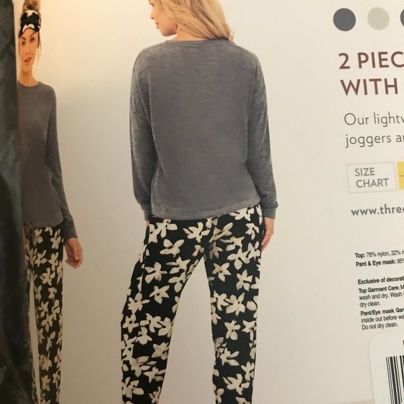 Three dots velour pajama set top jogger eye mask - Picture 4 of 16